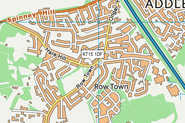 KT15 1DF map - OS VectorMap District (Ordnance Survey)