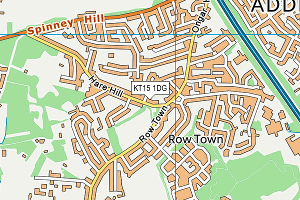 KT15 1DG map - OS VectorMap District (Ordnance Survey)