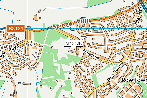 KT15 1DR map - OS VectorMap District (Ordnance Survey)
