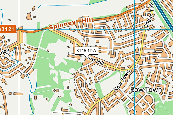 KT15 1DW map - OS VectorMap District (Ordnance Survey)