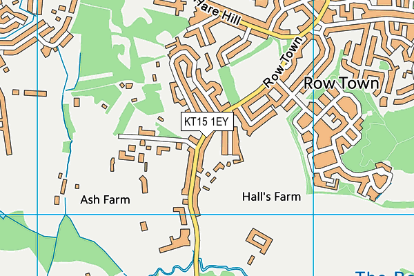 KT15 1EY map - OS VectorMap District (Ordnance Survey)
