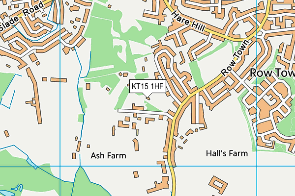 KT15 1HF map - OS VectorMap District (Ordnance Survey)