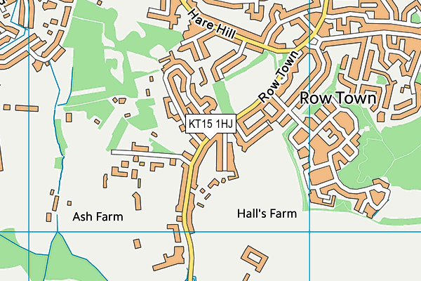 KT15 1HJ map - OS VectorMap District (Ordnance Survey)