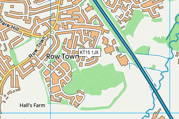 KT15 1JX map - OS VectorMap District (Ordnance Survey)