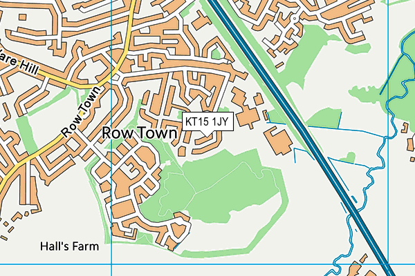 KT15 1JY map - OS VectorMap District (Ordnance Survey)