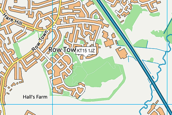 KT15 1JZ map - OS VectorMap District (Ordnance Survey)