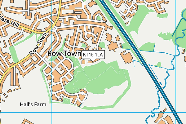 KT15 1LA map - OS VectorMap District (Ordnance Survey)