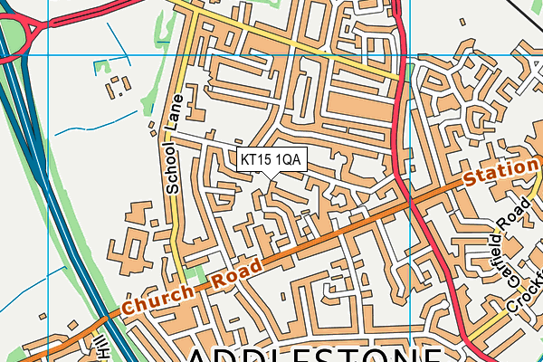 KT15 1QA map - OS VectorMap District (Ordnance Survey)