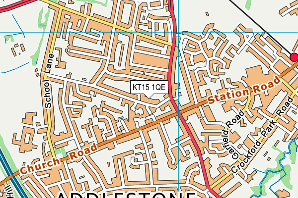 KT15 1QE map - OS VectorMap District (Ordnance Survey)