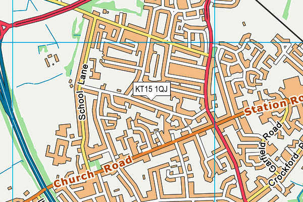 KT15 1QJ map - OS VectorMap District (Ordnance Survey)