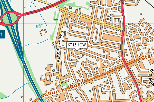 KT15 1QW map - OS VectorMap District (Ordnance Survey)
