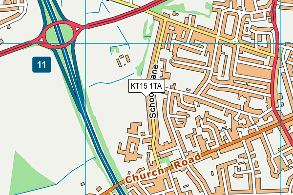 KT15 1TA map - OS VectorMap District (Ordnance Survey)