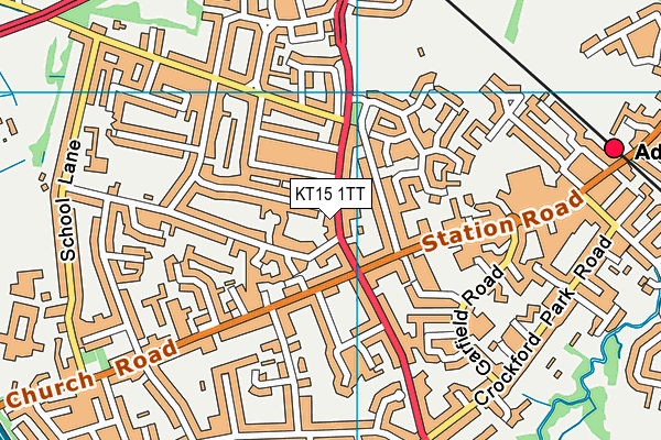 KT15 1TT map - OS VectorMap District (Ordnance Survey)