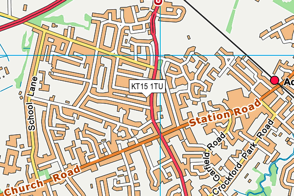 KT15 1TU map - OS VectorMap District (Ordnance Survey)