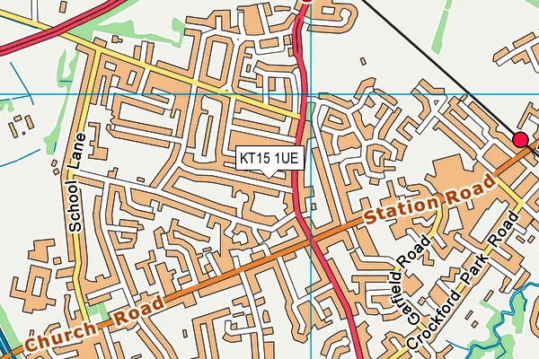 KT15 1UE map - OS VectorMap District (Ordnance Survey)