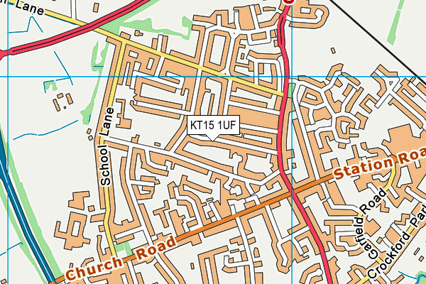 KT15 1UF map - OS VectorMap District (Ordnance Survey)