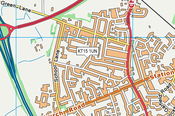KT15 1UN map - OS VectorMap District (Ordnance Survey)