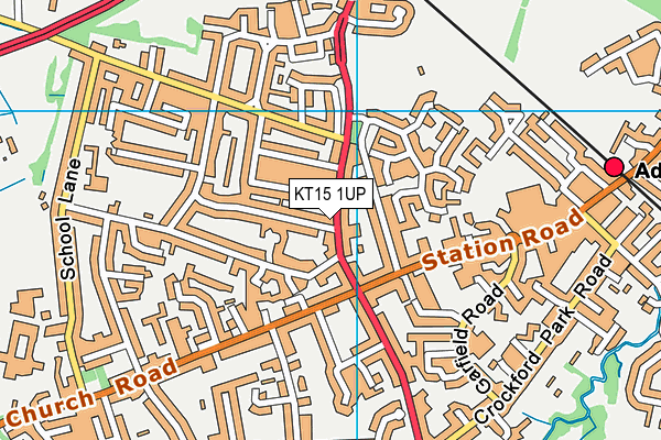 KT15 1UP map - OS VectorMap District (Ordnance Survey)