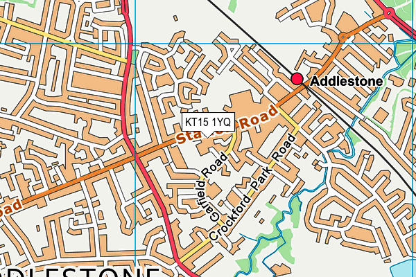 KT15 1YQ map - OS VectorMap District (Ordnance Survey)