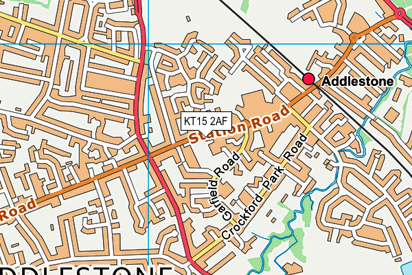 KT15 2AF map - OS VectorMap District (Ordnance Survey)