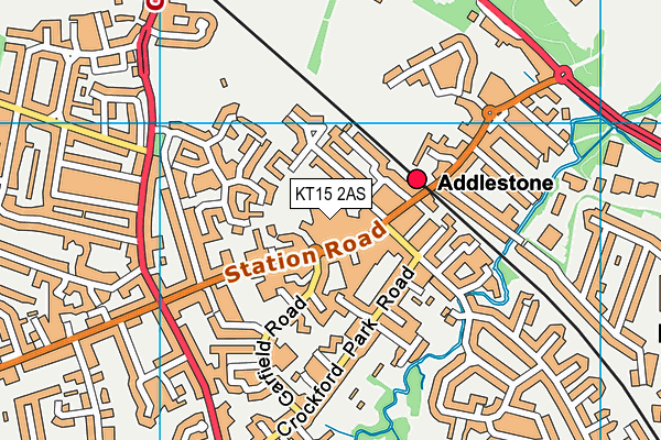 KT15 2AS map - OS VectorMap District (Ordnance Survey)