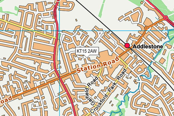 KT15 2AW map - OS VectorMap District (Ordnance Survey)