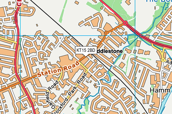 KT15 2BD map - OS VectorMap District (Ordnance Survey)
