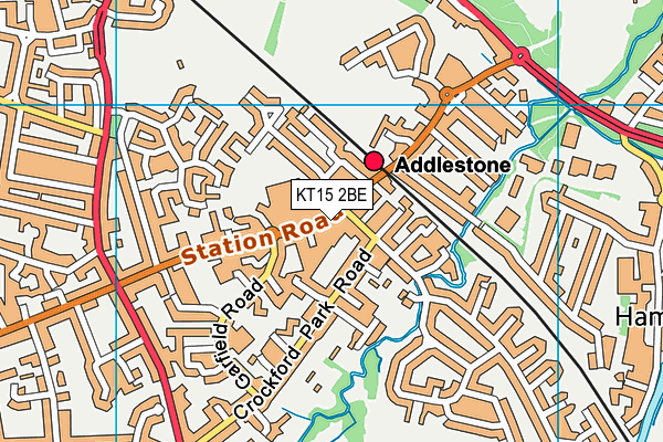 KT15 2BE map - OS VectorMap District (Ordnance Survey)