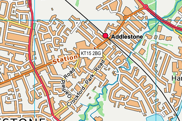 KT15 2BG map - OS VectorMap District (Ordnance Survey)