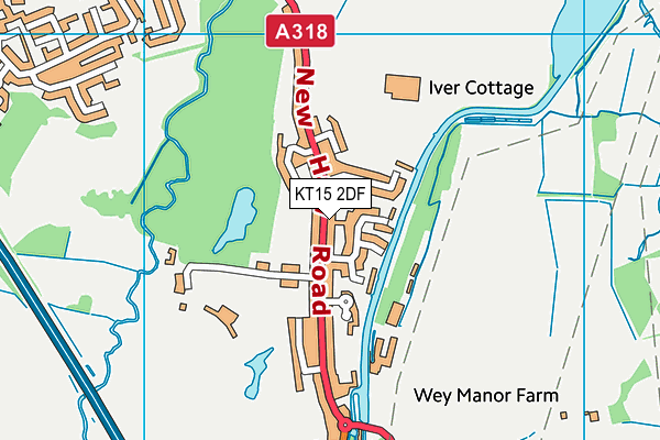 KT15 2DF map - OS VectorMap District (Ordnance Survey)