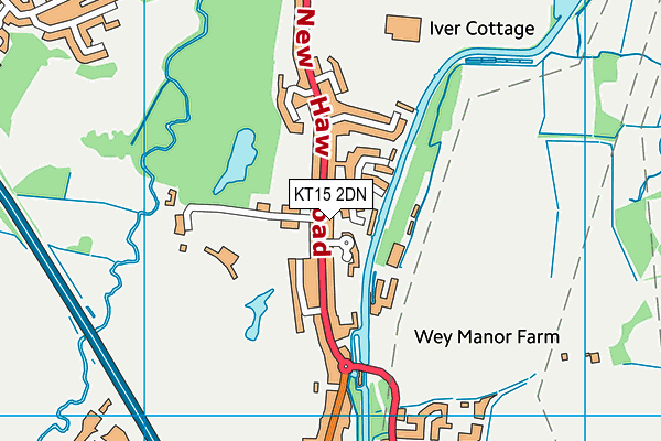 KT15 2DN map - OS VectorMap District (Ordnance Survey)