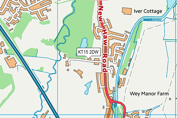 KT15 2DW map - OS VectorMap District (Ordnance Survey)