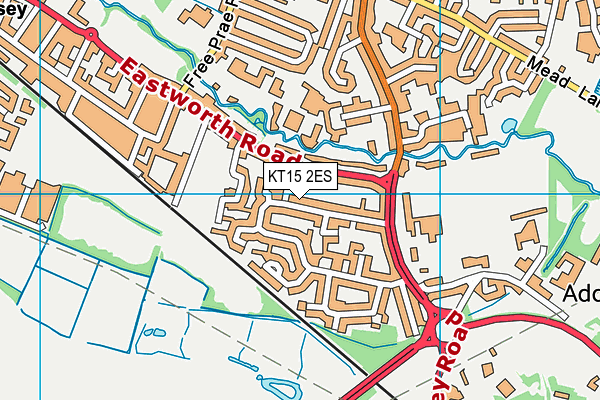 KT15 2ES map - OS VectorMap District (Ordnance Survey)