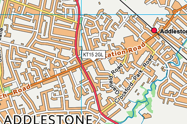 KT15 2GL map - OS VectorMap District (Ordnance Survey)
