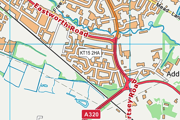 KT15 2HA map - OS VectorMap District (Ordnance Survey)
