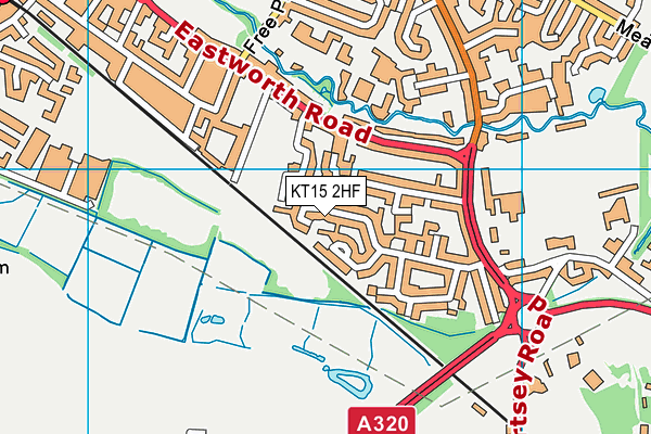 KT15 2HF map - OS VectorMap District (Ordnance Survey)