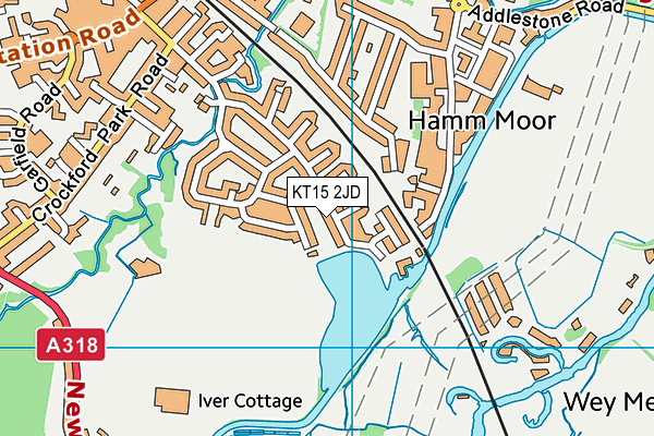 KT15 2JD map - OS VectorMap District (Ordnance Survey)