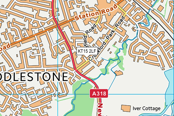 KT15 2LF map - OS VectorMap District (Ordnance Survey)