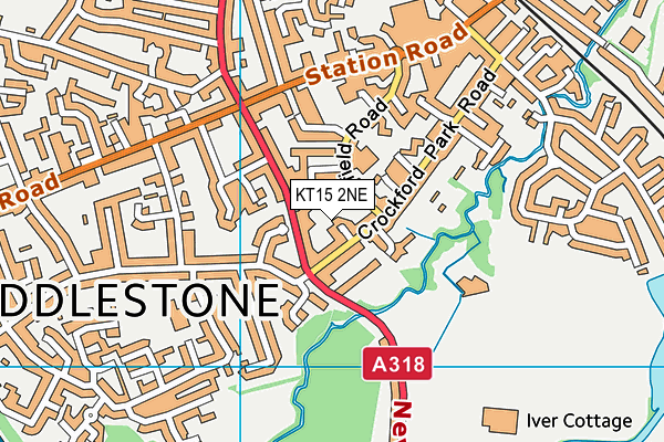 KT15 2NE map - OS VectorMap District (Ordnance Survey)