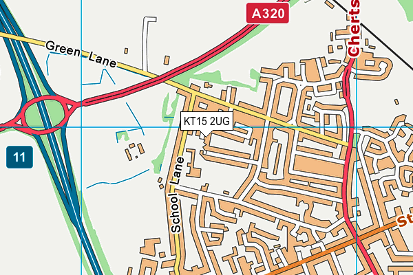 KT15 2UG map - OS VectorMap District (Ordnance Survey)