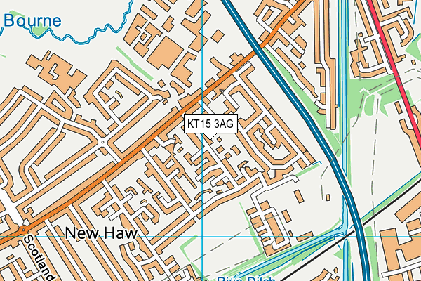 KT15 3AG map - OS VectorMap District (Ordnance Survey)