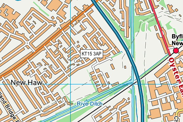 KT15 3AP map - OS VectorMap District (Ordnance Survey)