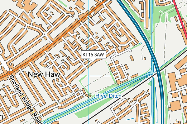 KT15 3AW map - OS VectorMap District (Ordnance Survey)