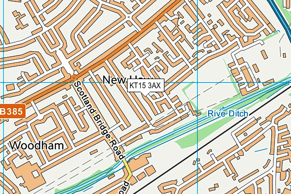 KT15 3AX map - OS VectorMap District (Ordnance Survey)