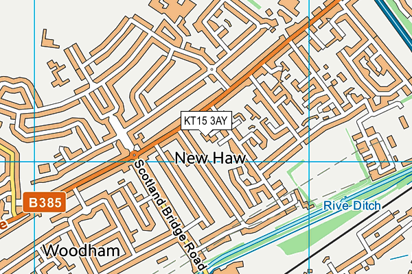 KT15 3AY map - OS VectorMap District (Ordnance Survey)
