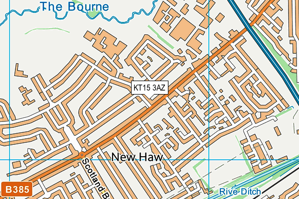 KT15 3AZ map - OS VectorMap District (Ordnance Survey)