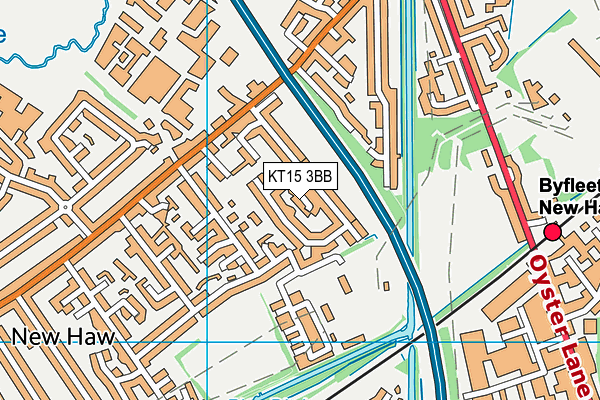 KT15 3BB map - OS VectorMap District (Ordnance Survey)