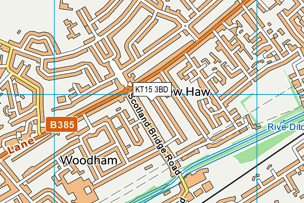 KT15 3BD map - OS VectorMap District (Ordnance Survey)