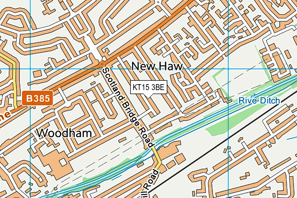 KT15 3BE map - OS VectorMap District (Ordnance Survey)