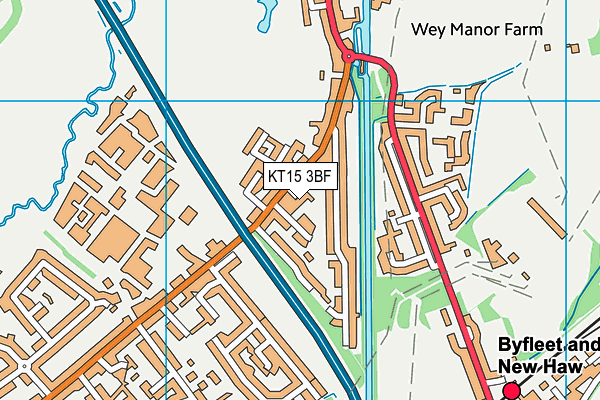 KT15 3BF map - OS VectorMap District (Ordnance Survey)